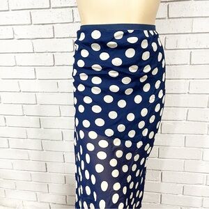 J.Crew New Gwyneth Slip Skirt Navy White Polka-dot Viscose Chiffon Lined‎